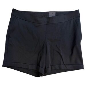 Lane Bryant Black Polished Ponte Knit Cuffed Stretch Shorts Plus Size 14/16 NWT